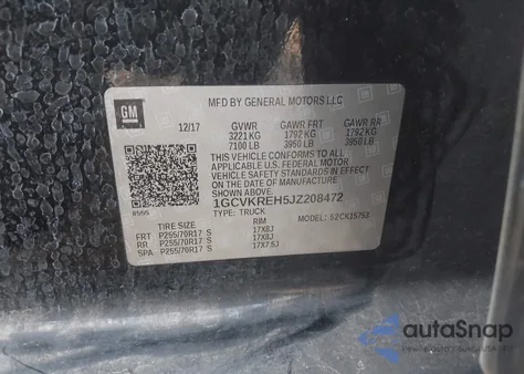 2018 Chevrolet Silverado 1500 1Lt z USA, uszkodzony, nr VIN 1GCVKREH5JZ208472